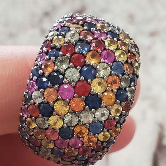 Effy Jewelry - Effy Sterling Silver Multi-Colored Fancy Sapphire Dome Ring